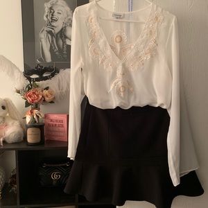 See through white long sleeves blouse